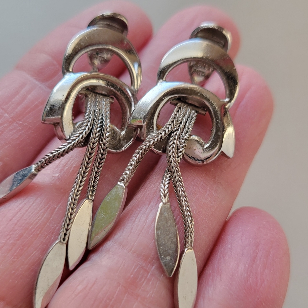 Vintage Monet Silver-tone & Unsigned Gold-tone Clip-On Earrings ~ 1970s? - Picture 3 of 16